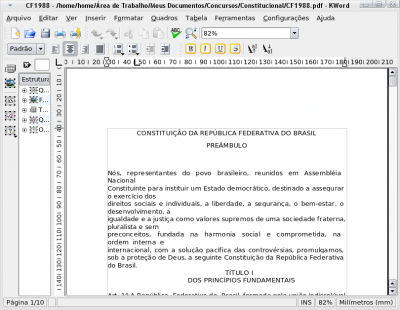 KWord em ação no Linux